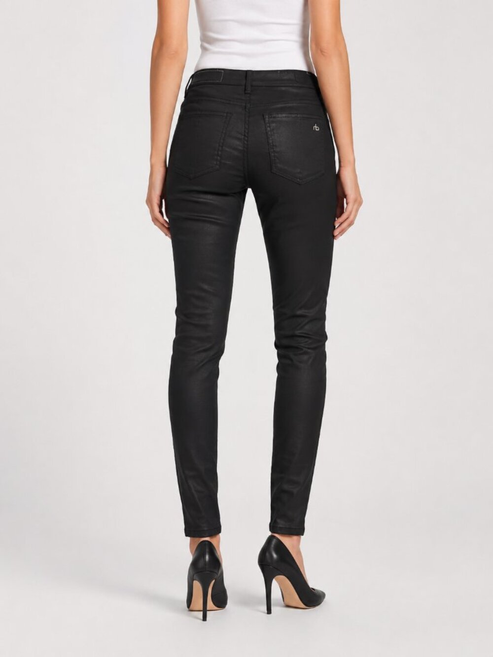 Black Rag & Bone Coated Sleek Jeans - Picture 2 of 5